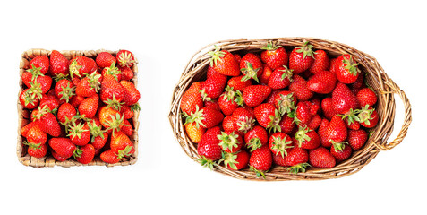 Basket of fresh strawberries isolated on white