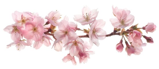 Sakura flower cherry blossom isolated against a white background with shallow depth and soft tones.