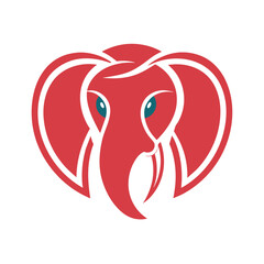 Naklejka premium An elephants head with piercing blue eyes against a white background, Simple elephant logo design with modern concept