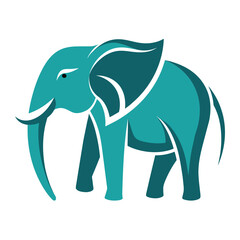 A modern concept design of a blue elephant standing on a plain white background, Simple elephant logo design with modern concept