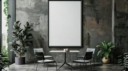 Fotobehang mock up poster frame in modern interior background © Koplexs-Stock