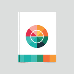 A book cover featuring a vibrant and eye-catching colorful circle on the front, Sophisticated color palette for a conference brochure, minimalist simple modern vector logo design