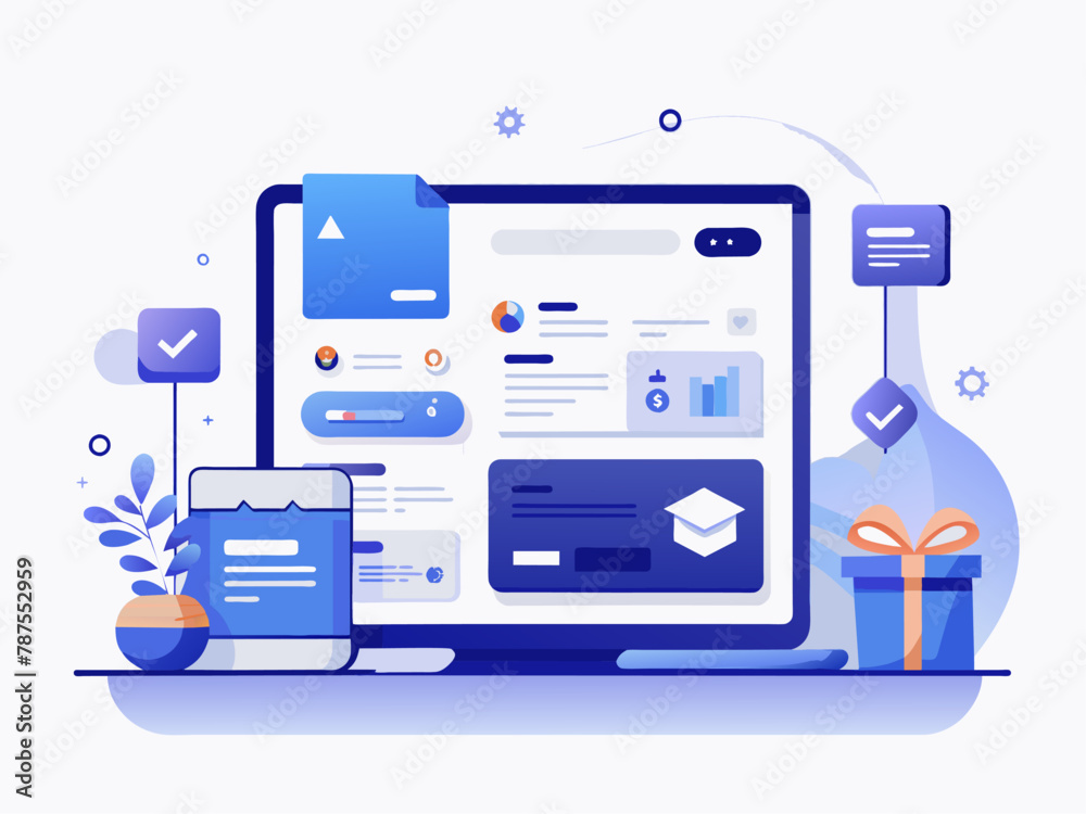 Poster Ui and device illustration vector Sleek and modern design of apps, Abstract device vector embodies the spirit of resilience and determination