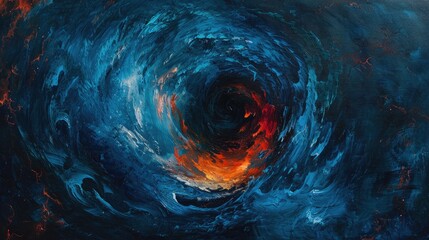 Spiral of blue abstraction on a dark backdrop within the Flame Spiral series - obrazy, fototapety, plakaty