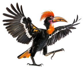 Obraz premium PNG Happy smiling dancing hornbill vulture animal toucan