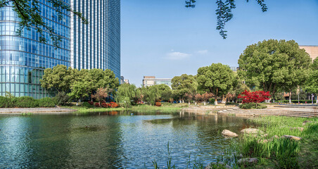Serene City Park by Commercial High-rises