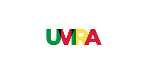 Uvira in the Congo emblem. The design features a geometric style, vector illustration with bold typography in a modern font. The graphic slogan lettering.