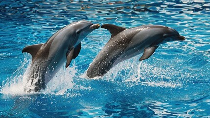 Dolphins frolicking in the water