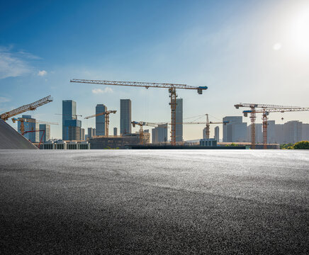 Modern urban business buildings and empty floors