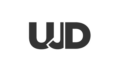 UJD logo design template with strong and modern bold text. Initial based vector logotype featuring simple and minimal typography. Trendy company identity.