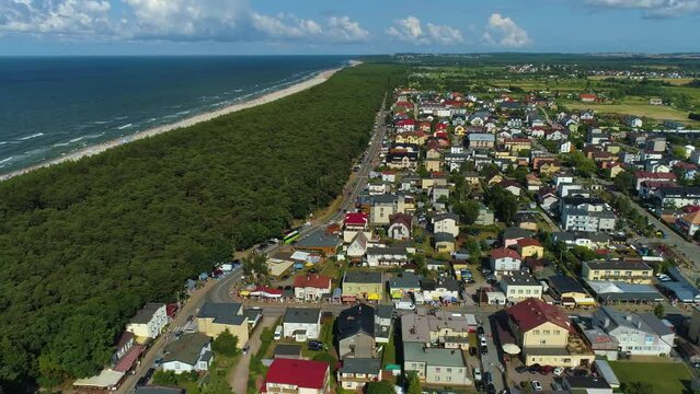 Panorama Forest Sea Karwia Las Morze Plaza Aerial View Poland