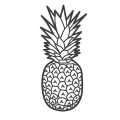 Linear icon of a pineapple, vector illustration in black and white. Tropical fruit symbol in simple style.