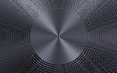 Background with Anisotropic Circular Brushed Metal Circle and Rings,
3D Render