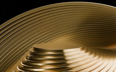Gold podium. Dark gold luxury style. 3D illustration, 3D render