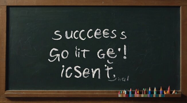 Alt text: "Motivational phrase 'Success, go get it' written on a blackboard."

