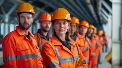 A group of workers in average solid color uniform