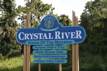 Welcome to Crystal River, Florida sign