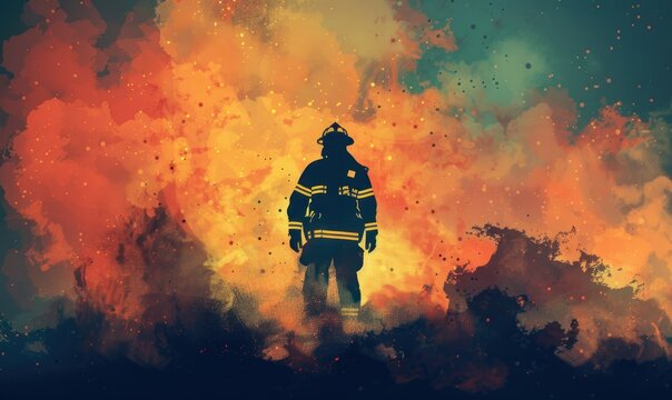 International Firefighters Day concept banner. Firefighter illustration background.