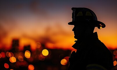 Firefighter silhouette. International Firefighters Day background.
