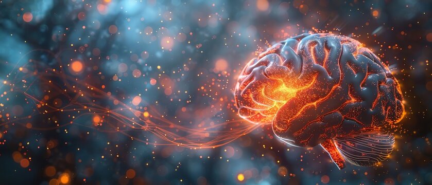 Artistic brain light, 3D idea representation