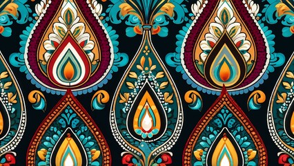 Pattern design, Paisley: Teardrop-shaped motif with intricate details, originating from Persian and Indian cultures.