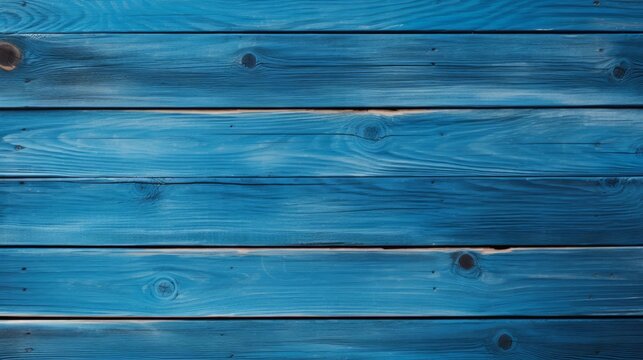 Wooden blue table, top view. The texture of a wooden background consisting of boards painted with blue paint, designed for photographs.