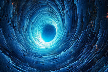 A blue spiral with a white center