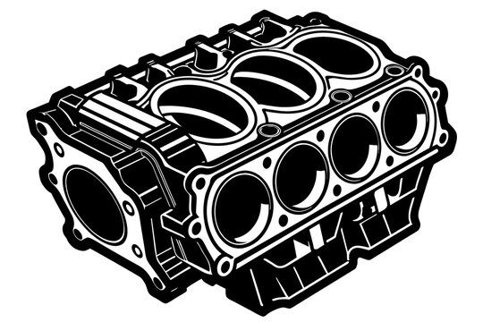 engine block vector silhouette illustration