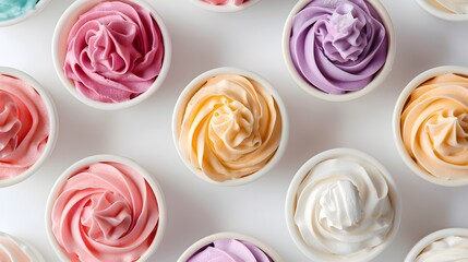 Set of whipped creams in different colors
