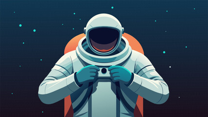 The astronaut struggled against the weightlessness fighting to get their arms through the suits sleeves and secure the clunky gloves over their - obrazy, fototapety, plakaty