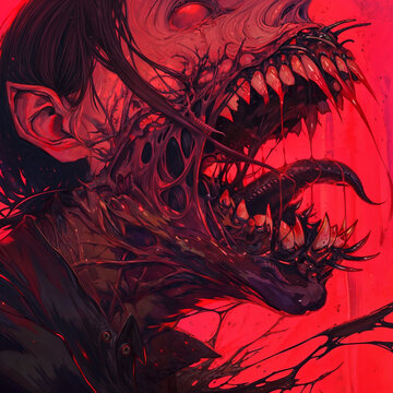 Grotesque creature with razor sharp teeth