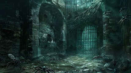 A dungeon, where prisoners are left to the mercy of carnivorous cockroaches - obrazy, fototapety, plakaty