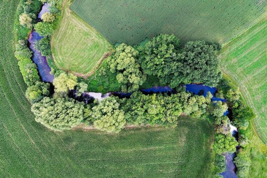 River Pegnitz in cultural landscape, floodplain near Wetzendorf, district of the city of Lauf an der Pegnitz, district of Nuernberger Land, Middle Franconia, Franconia, Bavaria, Germany, Europe
