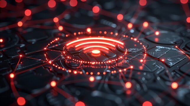 3D hotspot signal icon with network mesh