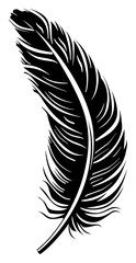 Obraz premium PNG Vintage feather drawing black logo.