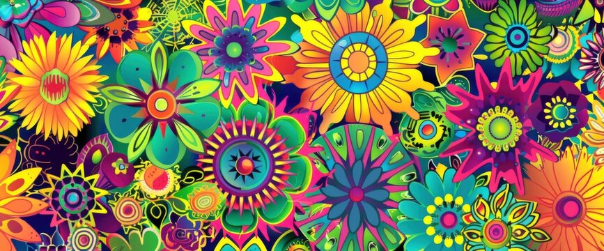 A Vibrant And Colorful Pattern Of Psychede, Hd Background Images