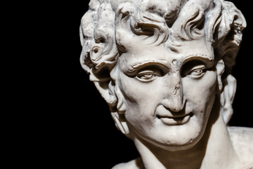 Statue Of Greek God Statue Isolated on Black Background