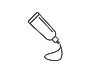 Line vector icons of beauty and cosmetics icons. Vector icons in the form of cream, bottle and jar, shower gel, face cream, body lotion, spray, medical ointments, toothpaste, face and body care