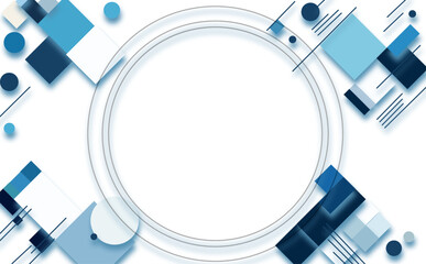 四角と丸の青い背景