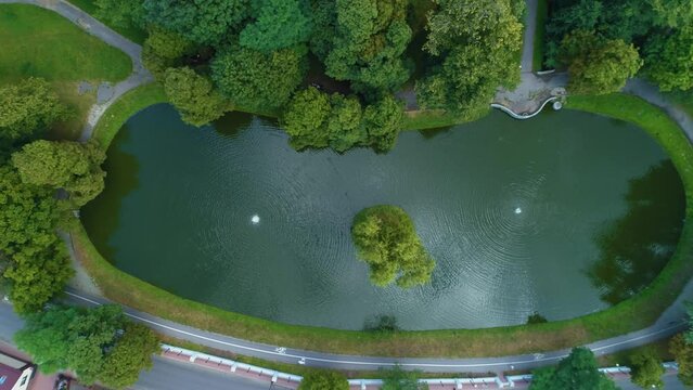 Pond Staw Park Aleksandra Siedlce Aerial View Poland