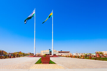 Karakalpakstan and Uzbekistan flags in Nukus