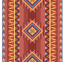 Geometric pattern on vintage red background.