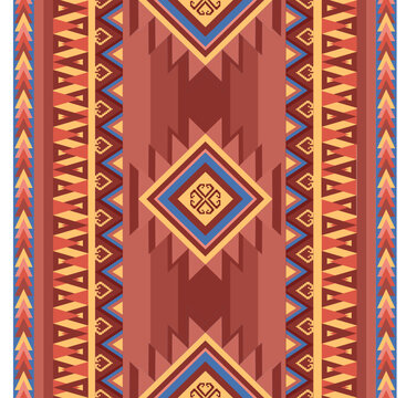 Geometric pattern on vintage red background.
