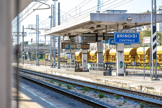 Public access platforms at brindisi train station. Main or central train station of brindisi in spring afternoon.
