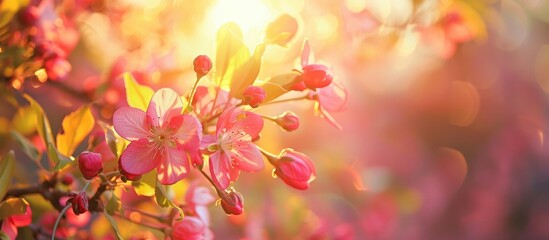 Background of blooming flowers in spring - obrazy, fototapety, plakaty