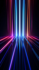 Abstract neon light with glowing vertical lines