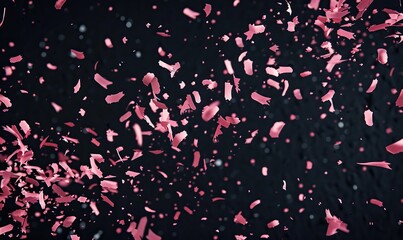 Purple or pink confetti on a black background. Confetti celebration. High quality AI generated image