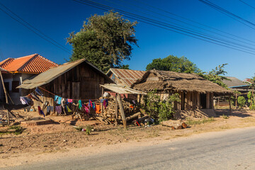 Village houses in Muang Sing, Laos