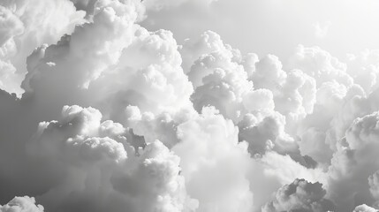 Billowing clouds in a dramatic monochrome sky