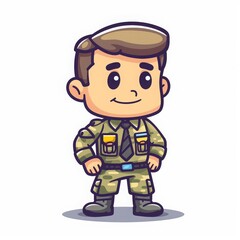 Obraz premium chibi soldier cartoon chibi soldier character vector 2d illustration